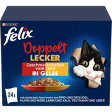 FELIX So gut wie es aussieht Doppelt Lecker Katzenfutter nass in Gelee, Sorten-Mix