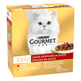 PURINA GOURMET Gold Zarte Häppchen in Sauce Katzenfutter nass, Sorten-Mix 8er Pack