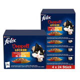 FELIX So gut wie es aussieht Doppelt Lecker Katzenfutter nass in Gelee, Sorten-Mix
