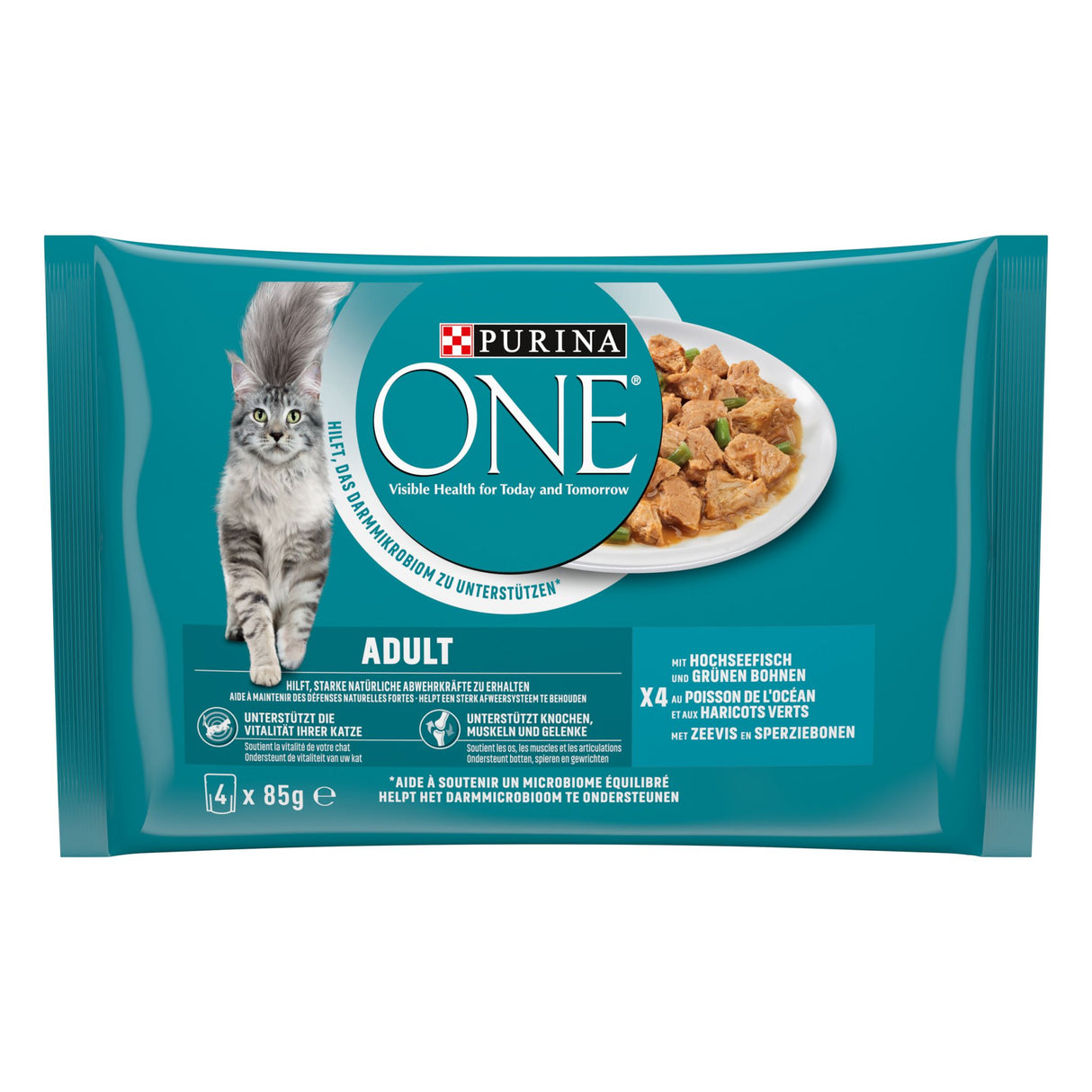 PURINA ONE Adult Katzenfutter nass, zarte Stückchen in Sauce mit Fisch