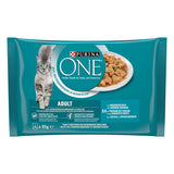 PURINA ONE Adult Katzenfutter nass, zarte Stückchen in Sauce mit Fisch