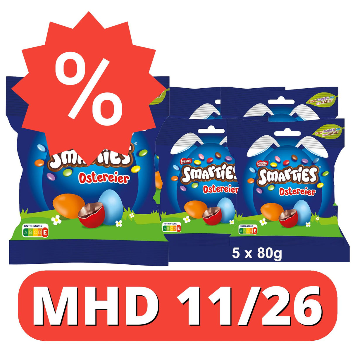NESTLÉ SMARTIES Ostereier, Smarties in Eier Form aus Milchschokolade mit natürlichen Farben und Aromen [MHD 11/26]