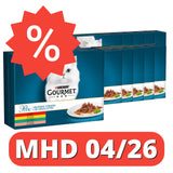 GOURMET Perle Erlesene Streifen Katzenfutter nass, Sorten-Mix 10x8x85g [MHD 04/26]
