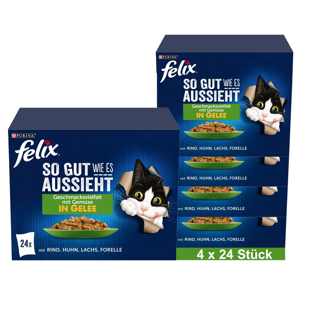 FELIX So gut wie es aussieht Katzenfutter nass in Gelee mit Gemüse, Sorten-Mix