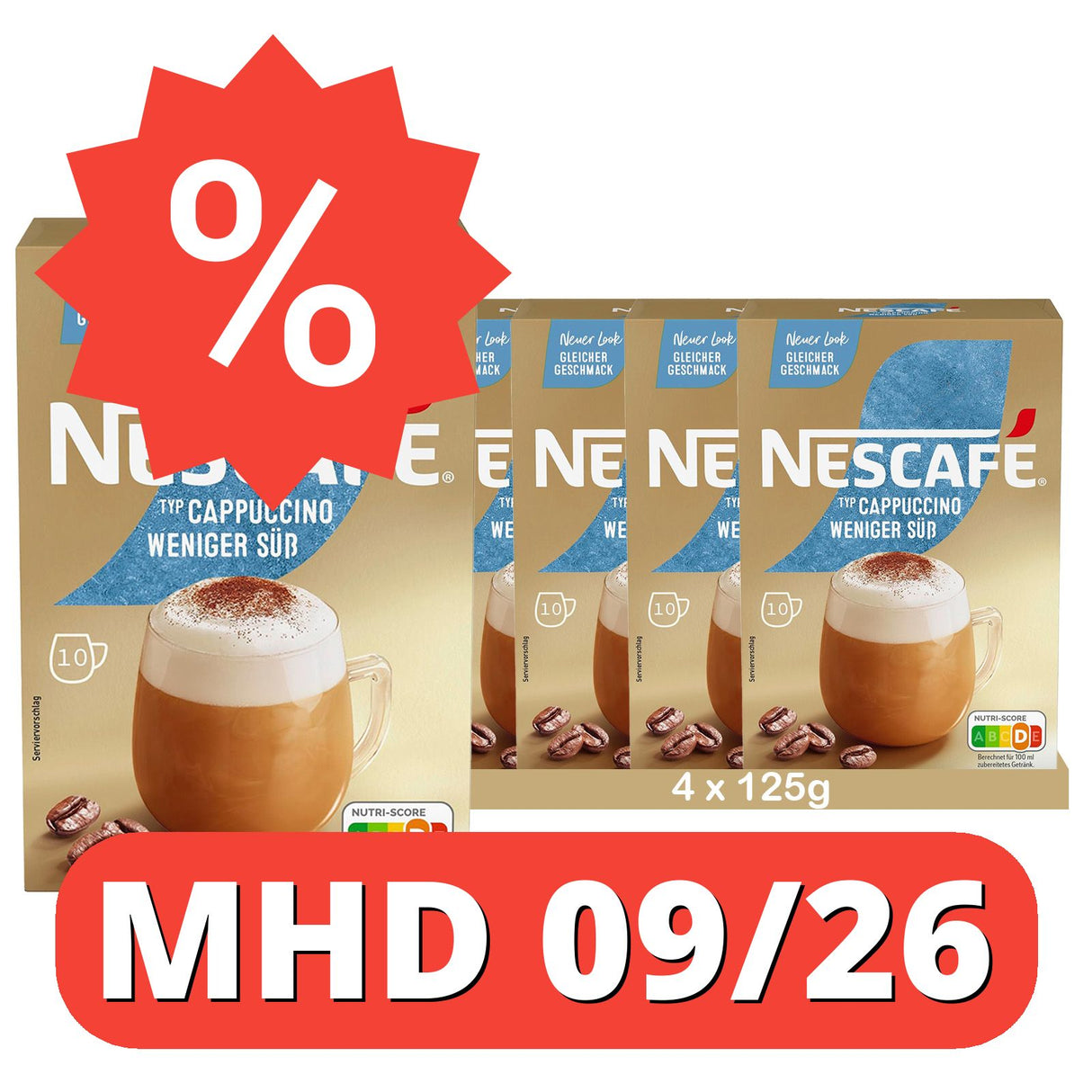 NESCAFÉ Gold Typ Cappuccino Weniger Süß Sticks, [MHD 09/26]