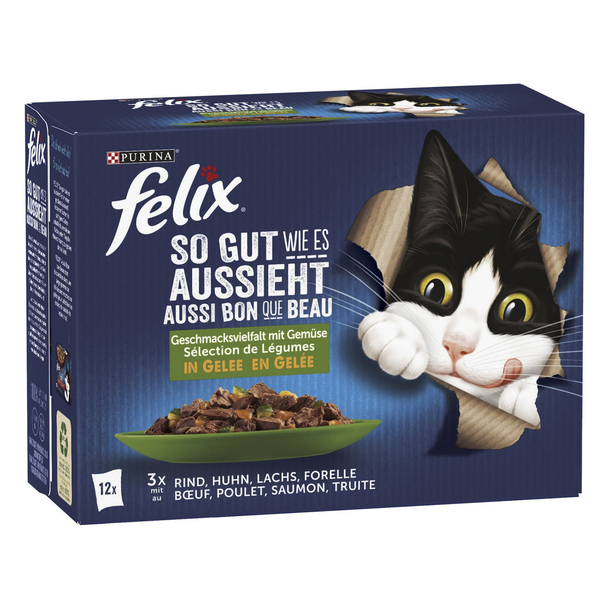 FELIX So gut wie es aussieht Katzenfutter nass in Gelee mit Gemüse, Sorten-Mix