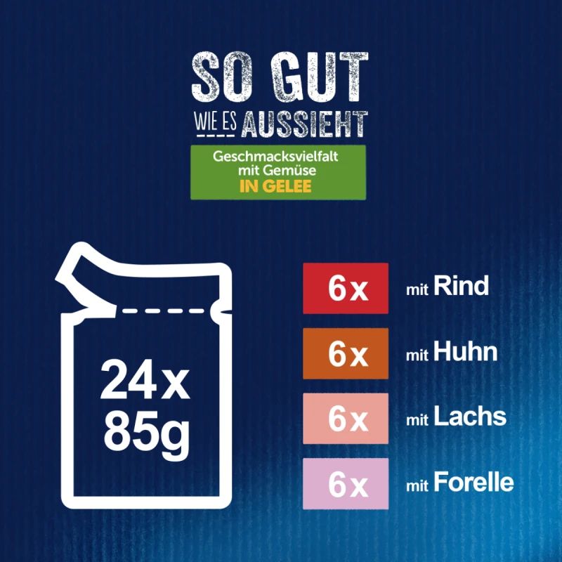 FELIX So gut wie es aussieht Katzenfutter nass in Gelee mit Gemüse, Sorten-Mix