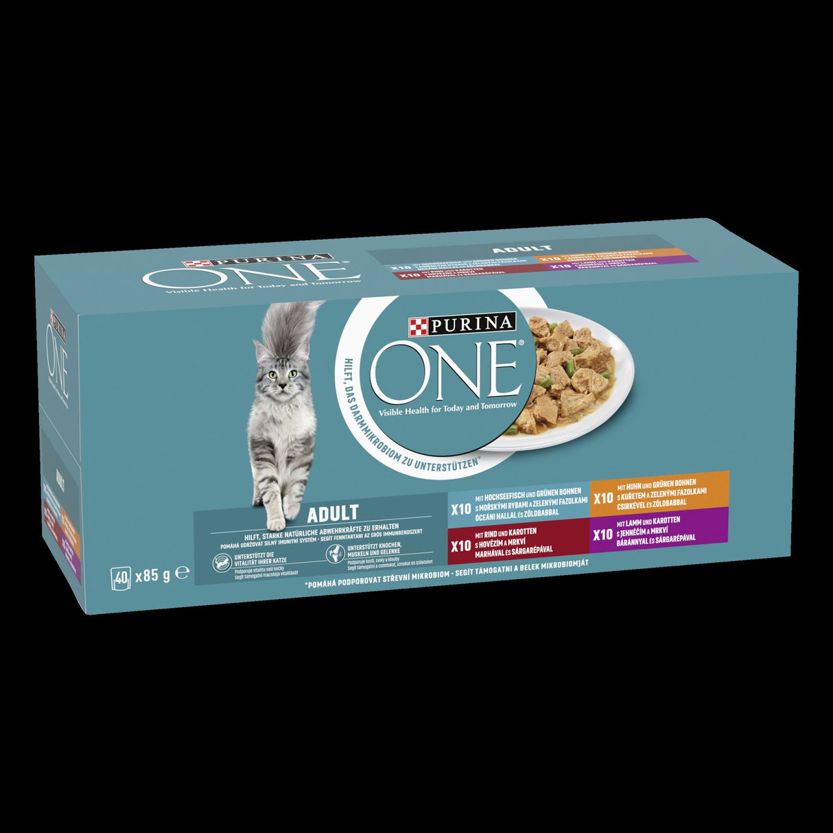 PURINA ONE ADULT mit Hochseefisch, Huhn, Rind, Lamm Katzenfutter nass