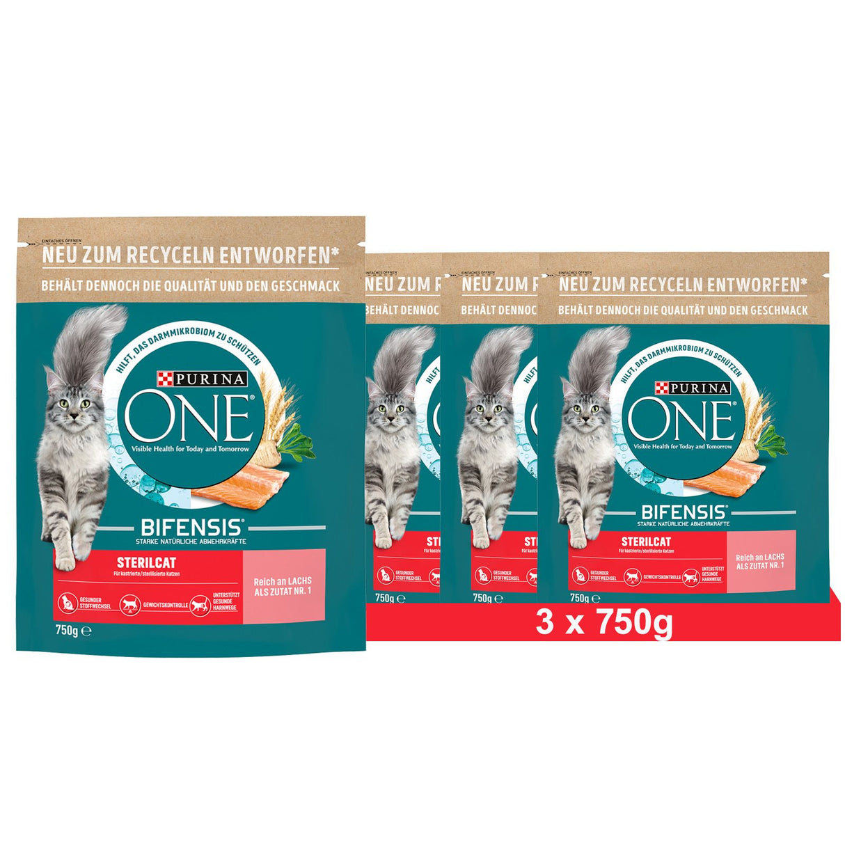 PURINA ONE BIFENSIS STERILCAT Katzenfutter trocken für sterilisierte Katzen, reich an Lachs