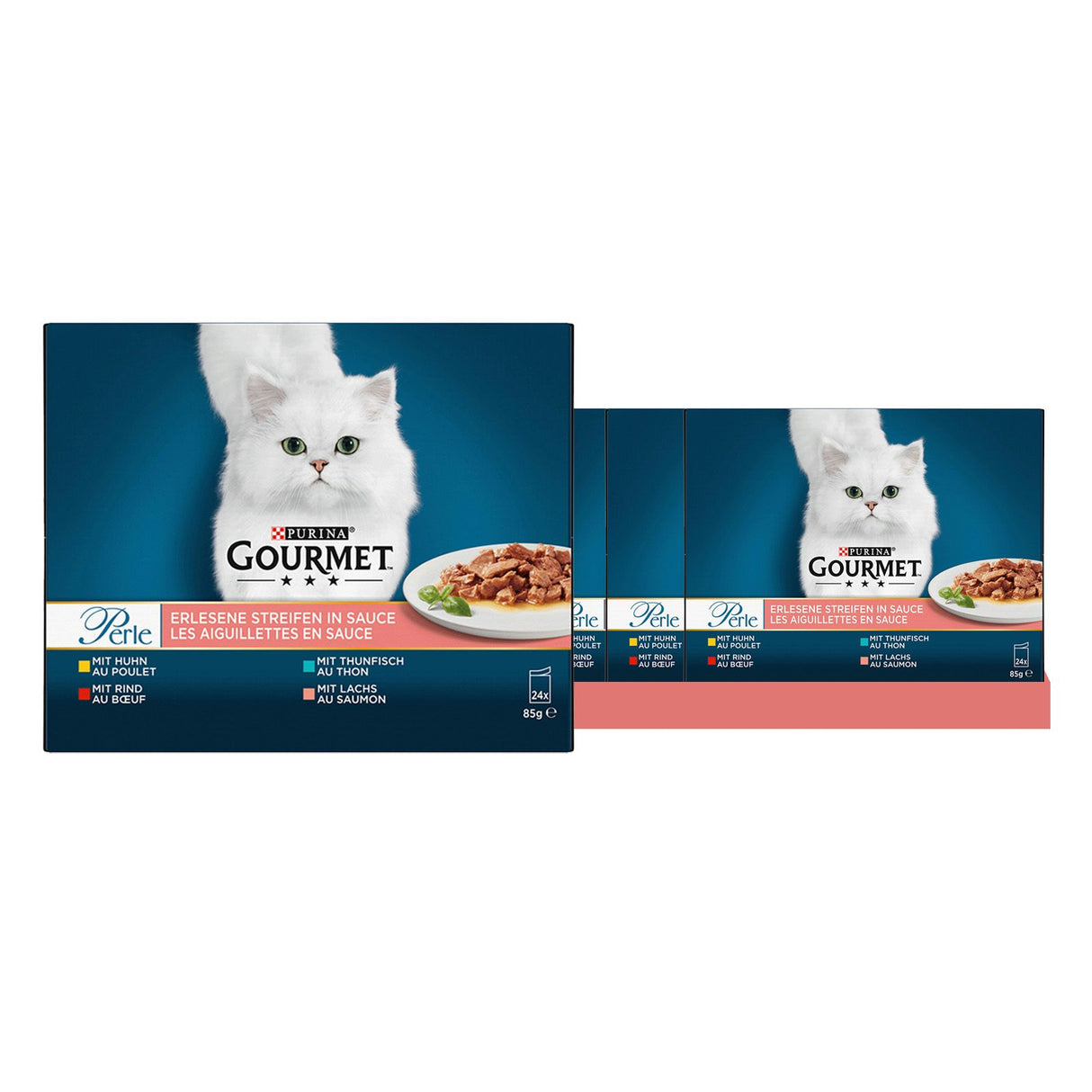 GOURMET PERLE Erlesene Streifen in Sauce (Huhn, Rind, Thunfisch, Lachs)