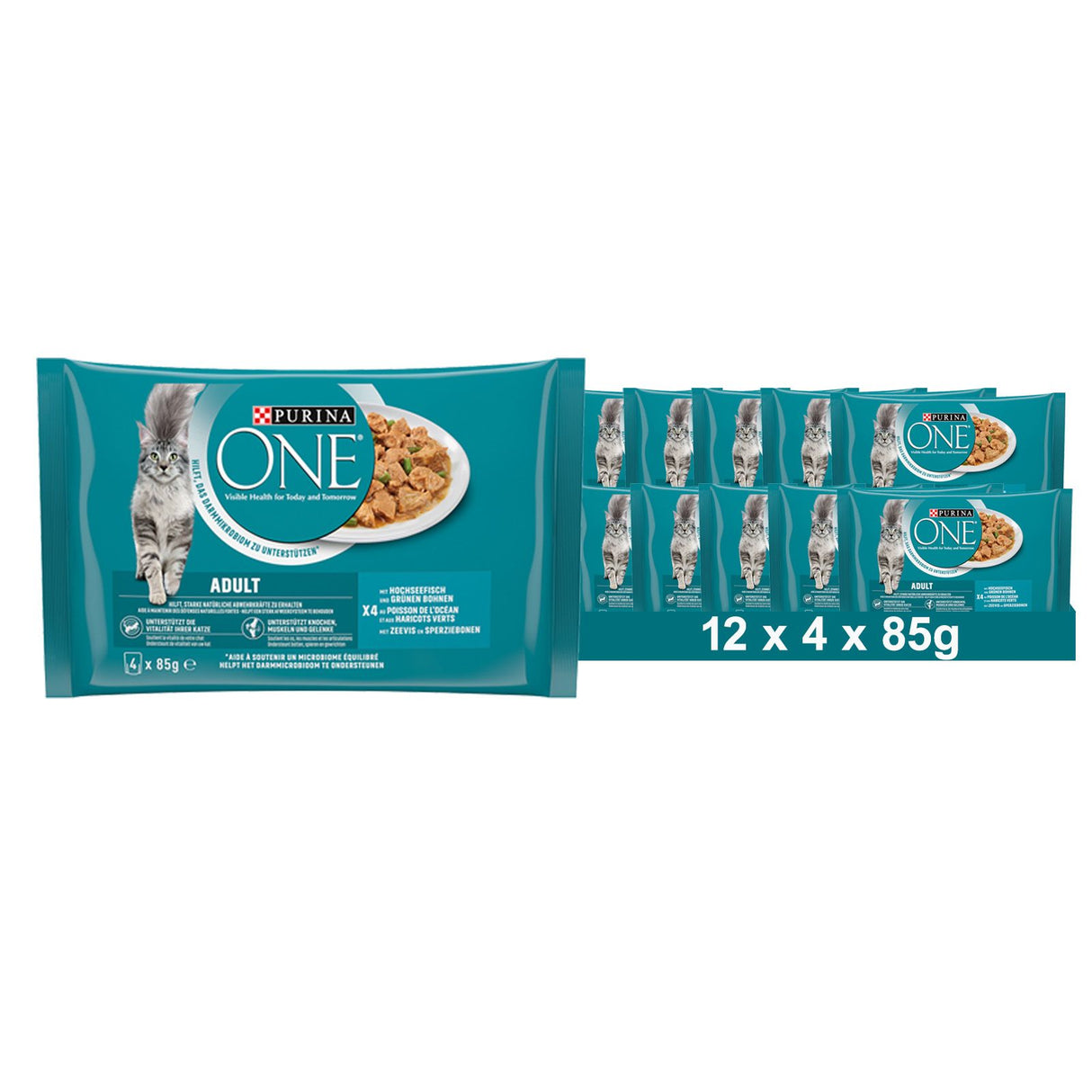 PURINA ONE Adult Katzenfutter nass, zarte Stückchen in Sauce mit Fisch