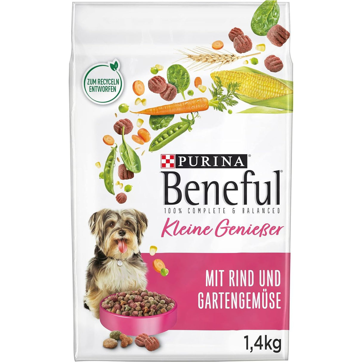 BENEFUL Kleine Genießer mit Rind Hundetrockenfutter 1,4kg Beutel [MHD 08/25]