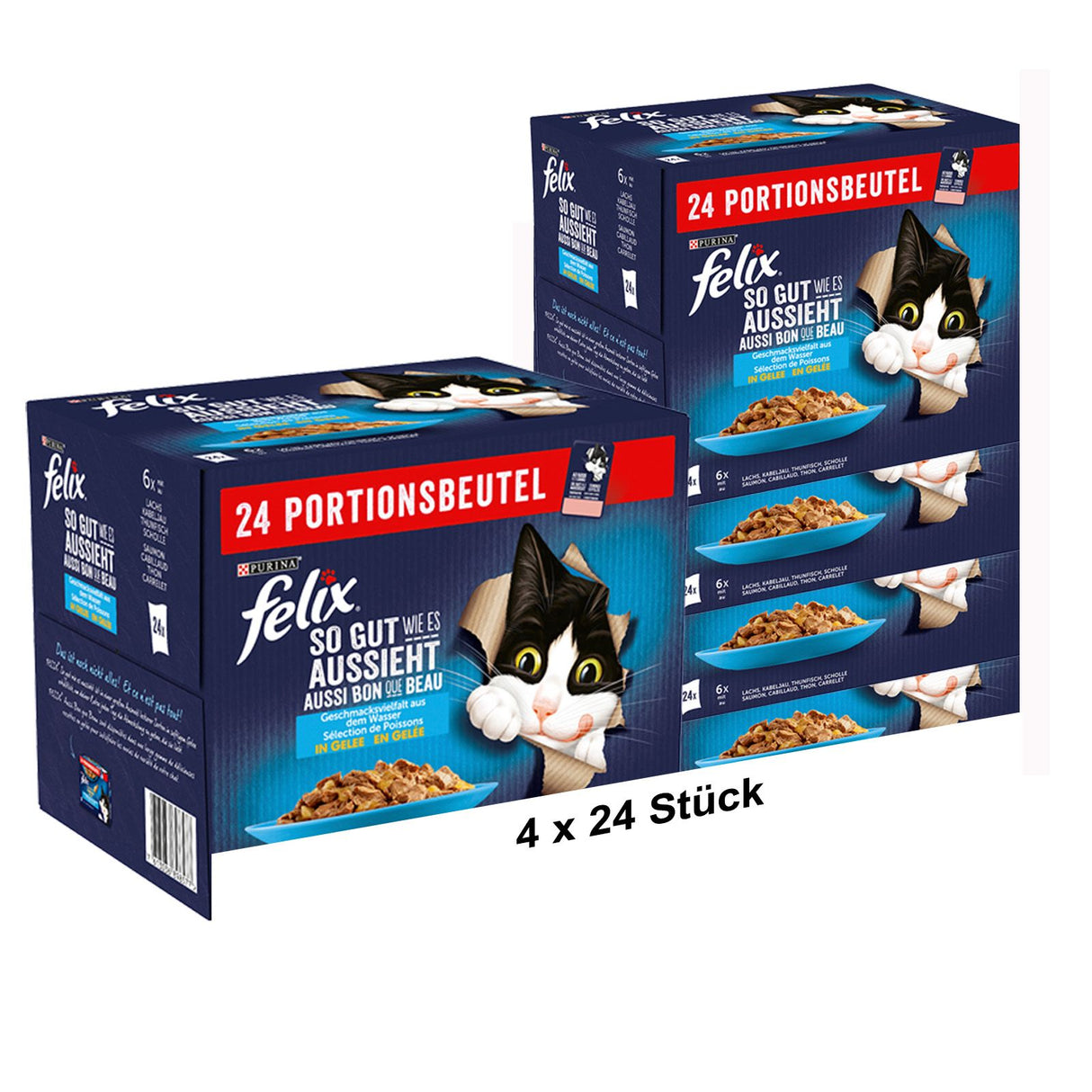 FELIX So gut wie es aussieht Katzenfutter nass in Gelee, Fisch Sorten-Mix