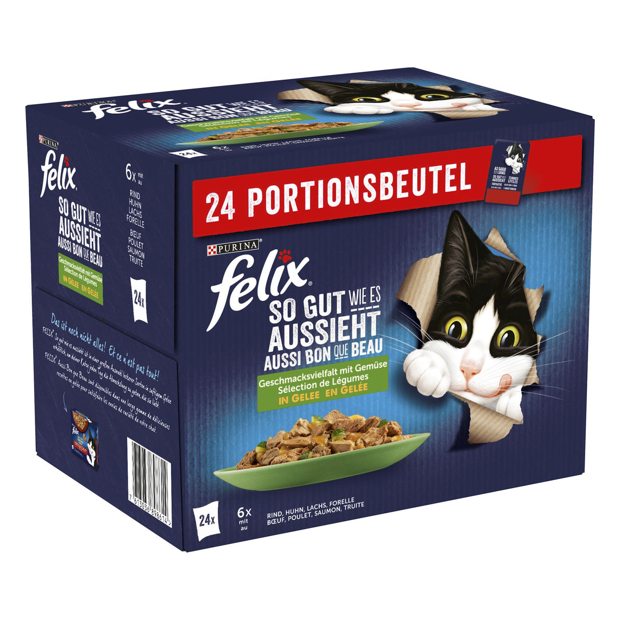 FELIX So gut wie es aussieht Katzenfutter nass in Gelee mit Gemüse, Sorten-Mix