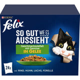 FELIX So gut wie es aussieht Katzenfutter nass in Gelee mit Gemüse, Sorten-Mix