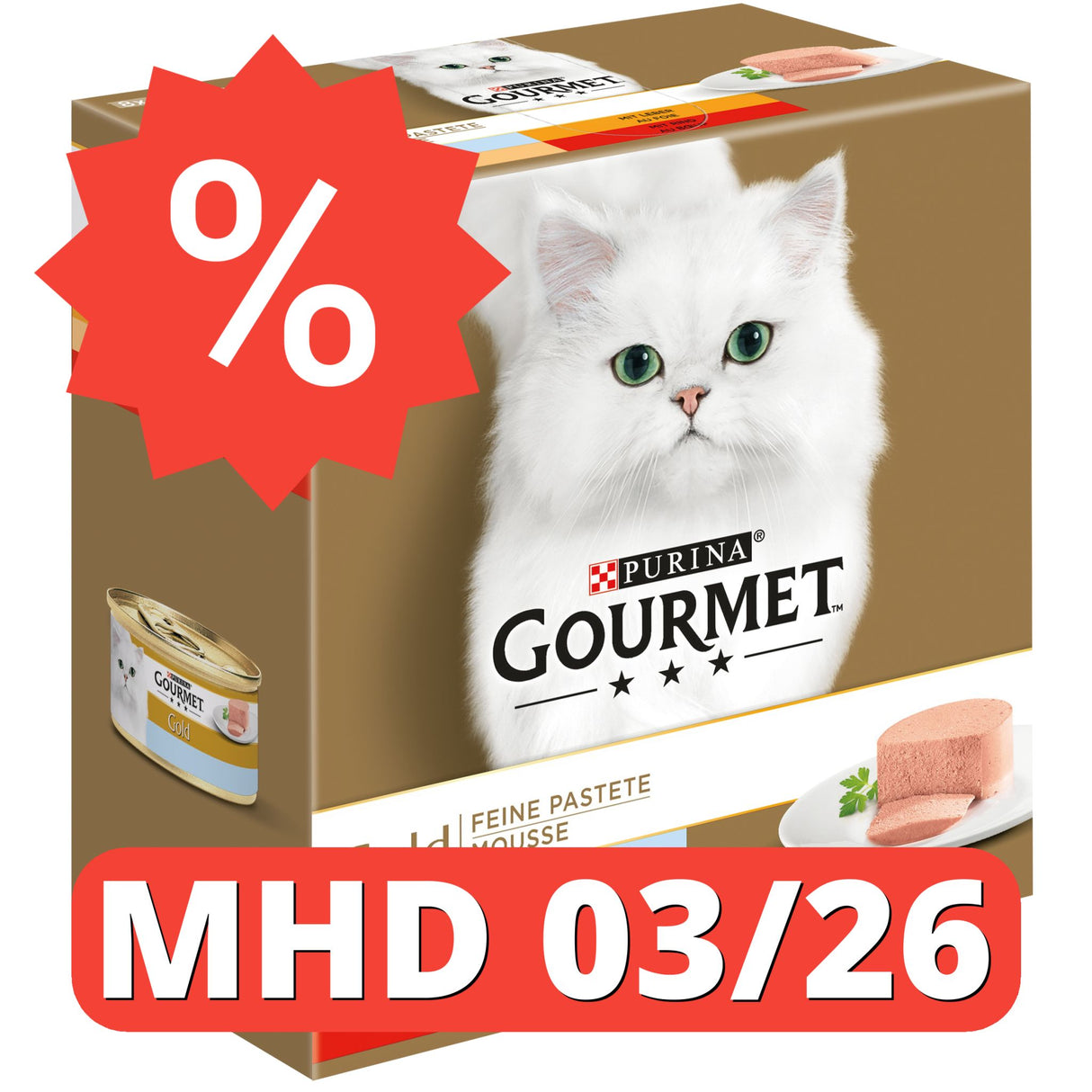GOURMET Gold Feine Pastete Katzenfutter nass, Sorten-Mix 12x8x85g [MHD 03/26]