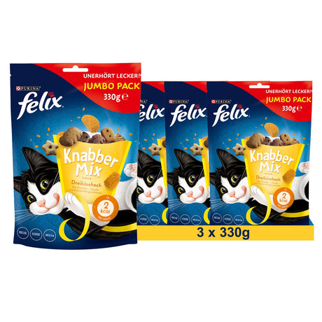 FELIX Knabber Mix Dreikäsehoch Knuspriger Katzensnack