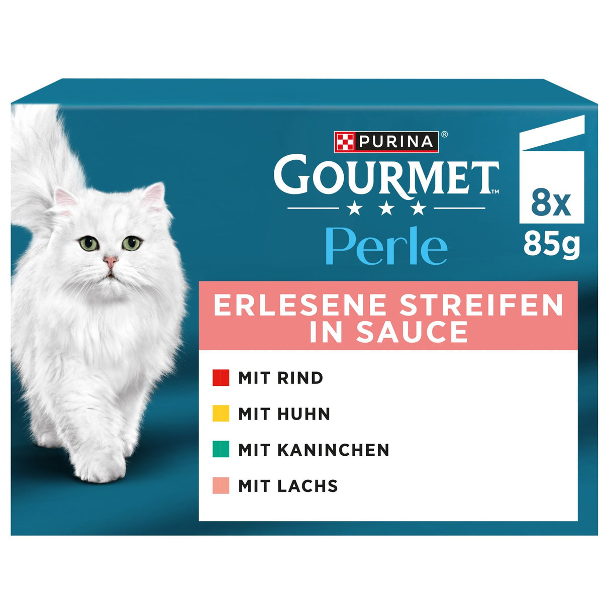 GOURMET Perle Erlesene Streifen Katzenfutter nass, Sorten-Mix 1er Pack [MHD 04/26]