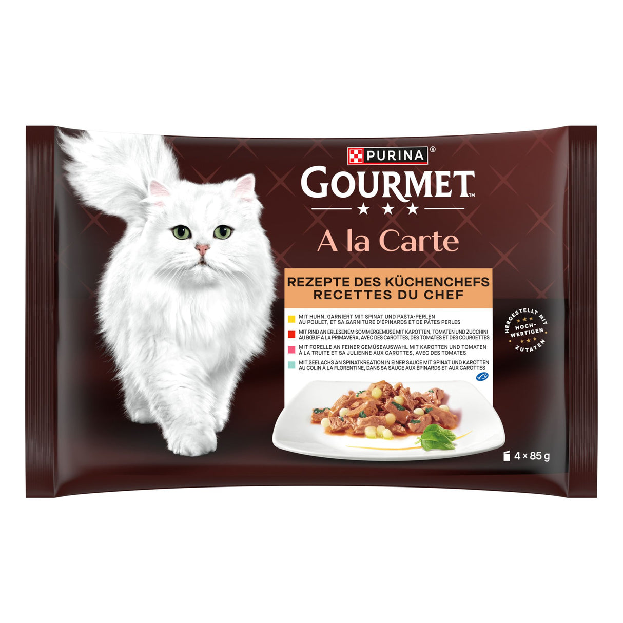 Gourmet A la Carte mit Huhn, Rind, Forelle und Seelachs