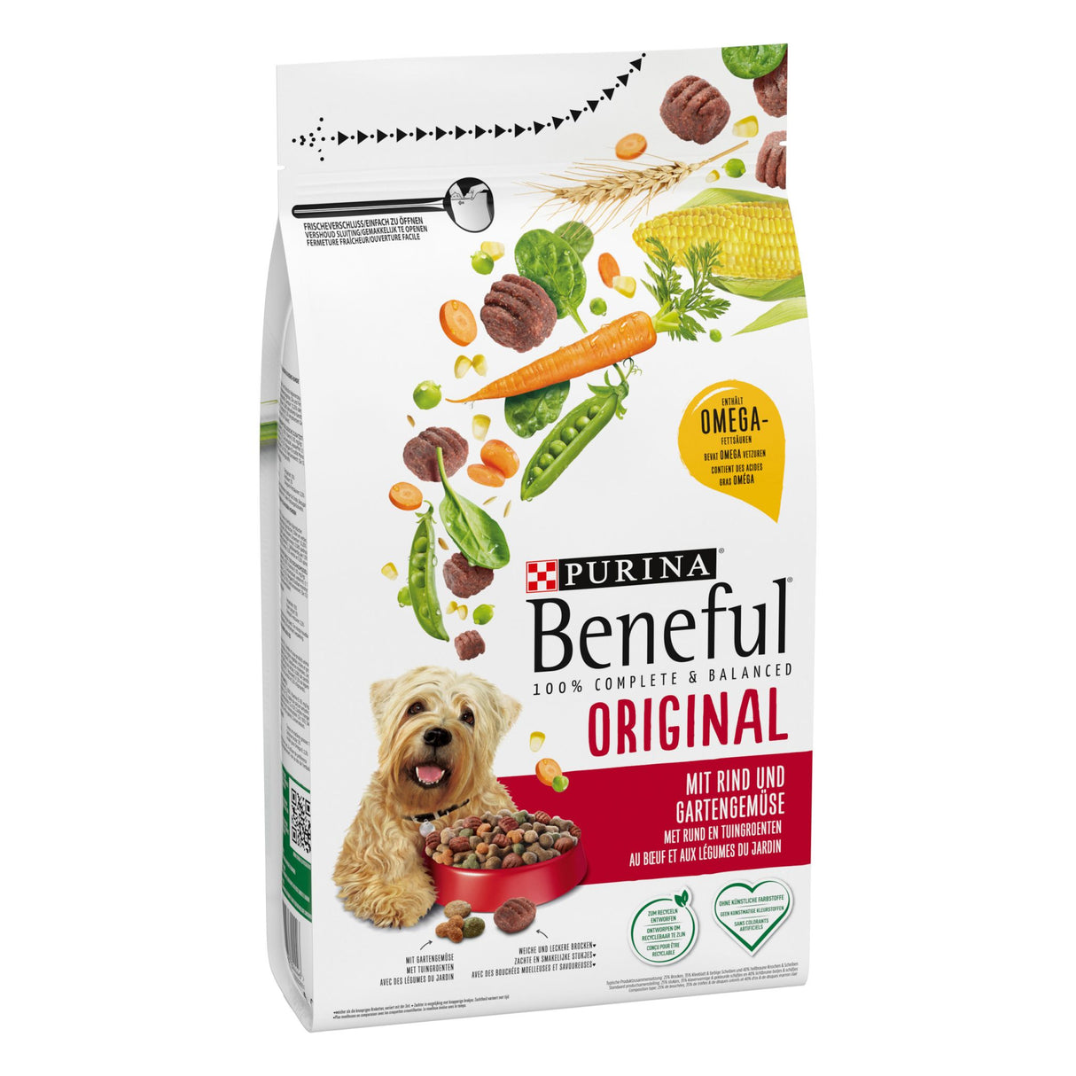 BENEFUL Original Hundefutter trocken, mit Rind und Gemüse 1,4kg Beutel