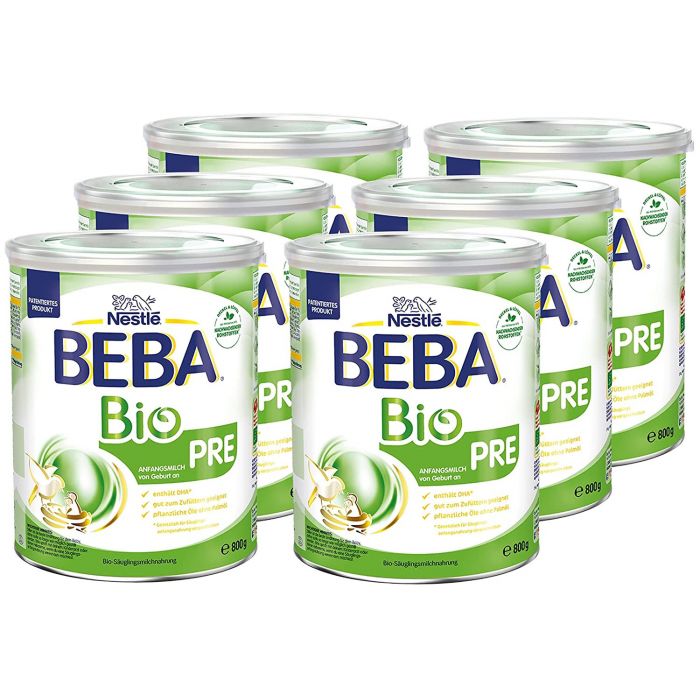 BEBA Bio Pre Anfangsmilch, Anfangsnahrung von Geburt an (6 x 800g)