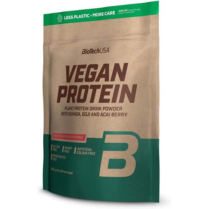 BioTechUSA Vegan Protein, Aromatisiertes, pflanzliches Protein-Getränkepulver mit Goji- und Açaí-Beeren-Pulver und Quinoamehl (Waldfruechte  - 1 x 500g)