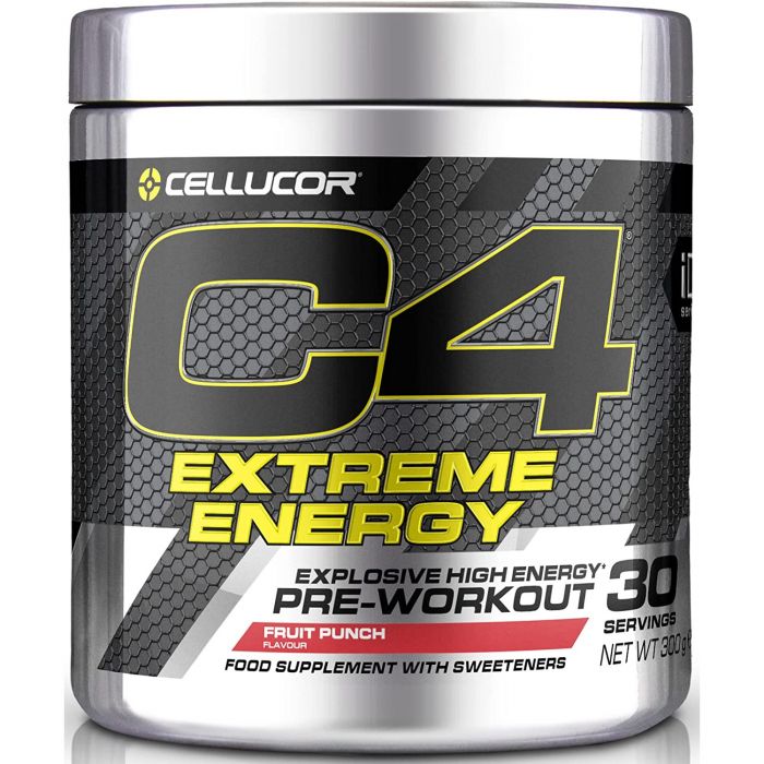 C4 Extreme Energy - Pre-Workout-Booster - Fruchtpunsch | Getränkepulver für Energy Drink | 300 mg Koffein + Beta-Alanin + Kreatin-Monohydrat | 30 Portionen (1 x 300g)