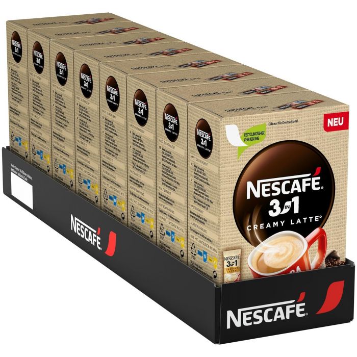 NESCAFÉ 3in1 Creamy Latte Getränkepulver-Sticks, löslicher Bohnenkaffee (8er Pack (8 x 10 x 150g))