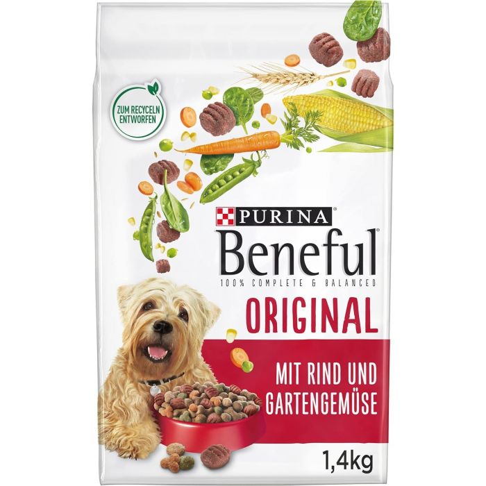 BENEFUL Original Hundefutter trocken, mit Rind und Gartengemüse 1,4kg Beutel (1er Pack (1 x 1400g))