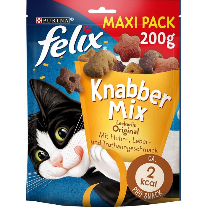 FELIX KnabberMix Original, Knuspriger Katzensnack mit 3 Geschmacksrichtungen (1er Pack (1 x 200g))