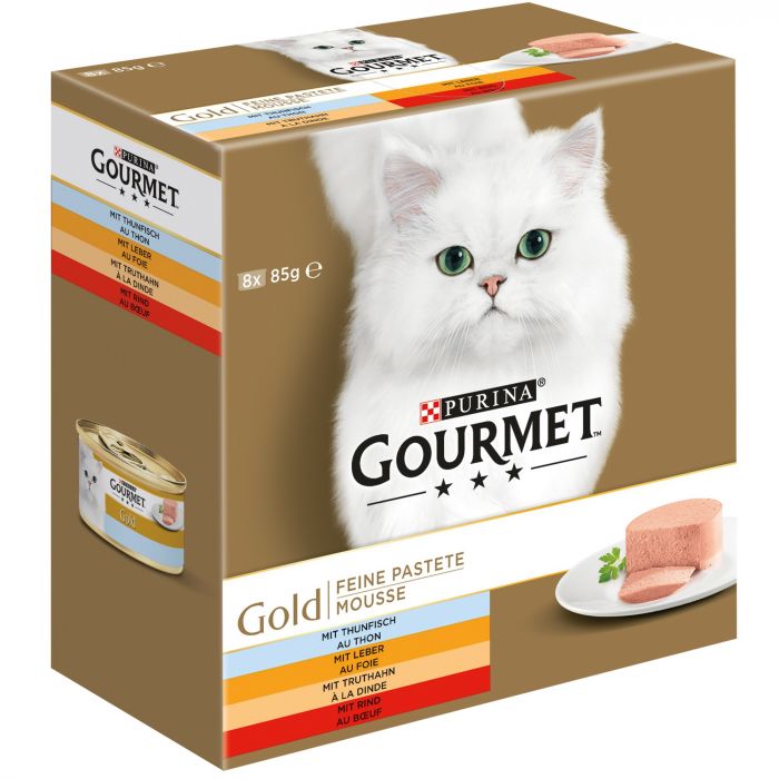 GOURMET Gold Feine Pastete Katzenfutter nass, Sorten-Mix 8er Pack à 85g Dose (12er Pack (12 x 8 x 85g))
