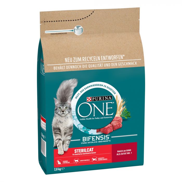 PURINA ONE STERILCAT Trockenfutter Katze mit Rind (1er Pack (1 x 2,8kg))