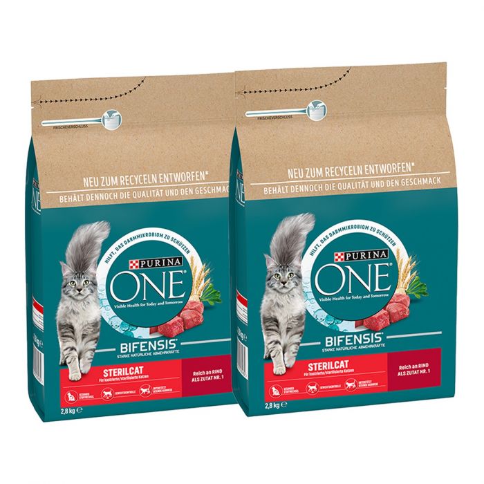 PURINA ONE STERILCAT Trockenfutter Katze mit Rind (2er Pack (2 x 2,8kg))