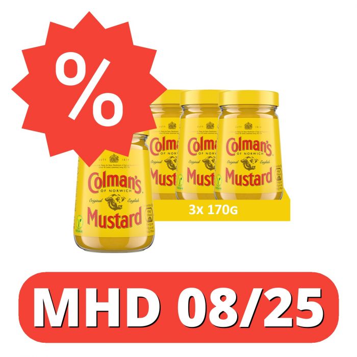 Colman's Original englischer Senf, English Mustard fein gemahlen (3 Stück (3 x 170g)) [MHD 08/25]